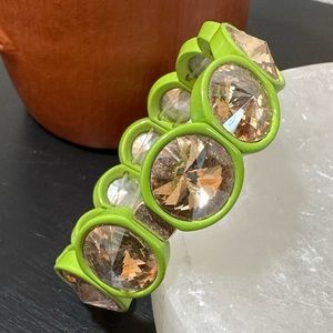 Green Metal Jeweled Bracelet